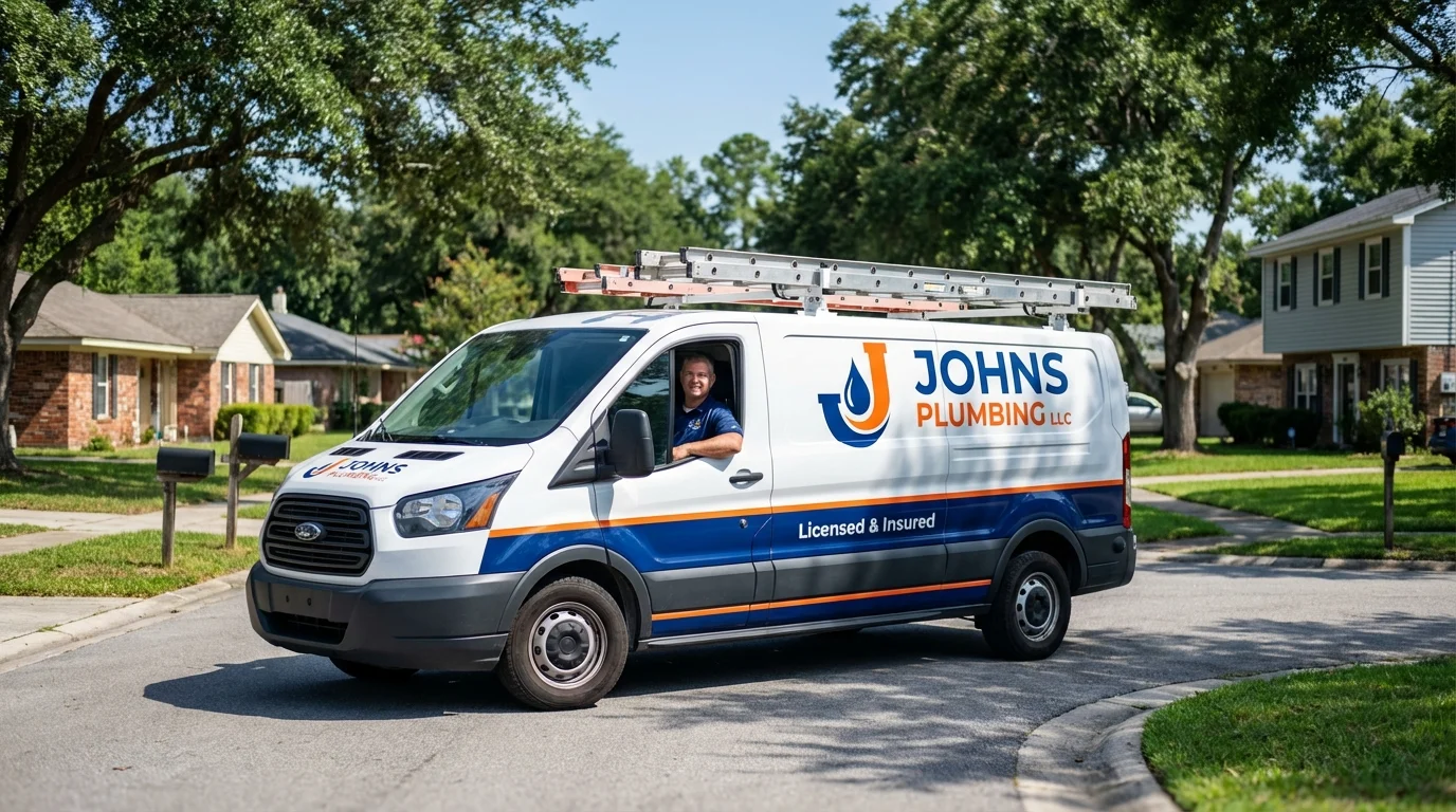 Johns Plumbing LLC service van in Warrenton, GA