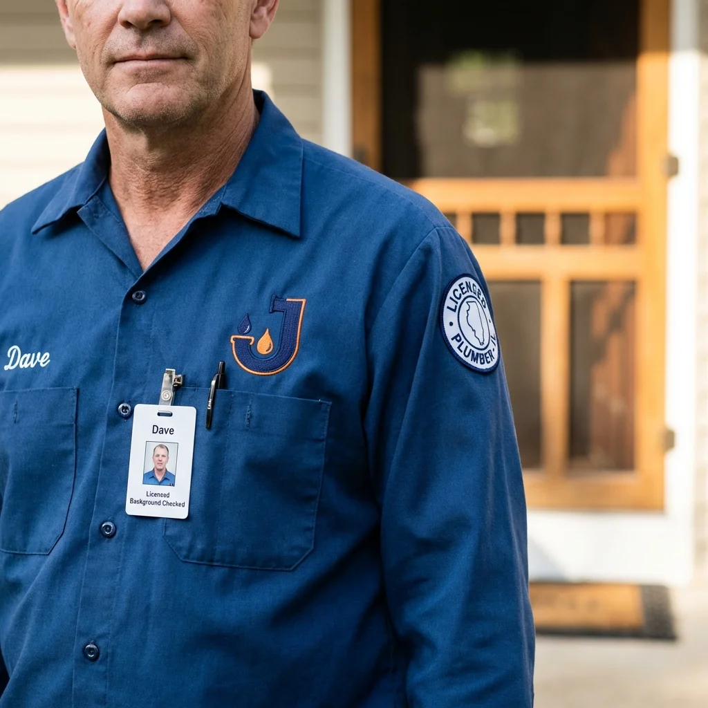 Licensed plumber showing ID badge in Warrenton, GA