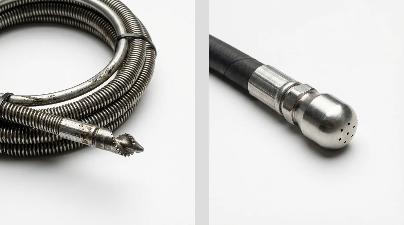 Drain snake cable and hydro jetting nozzle used for drain cleaning in Warrenton, GA