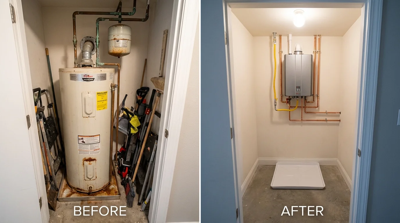 Tank water heater versus wall-mounted tankless unit comparison for Warrenton, GA homeowners